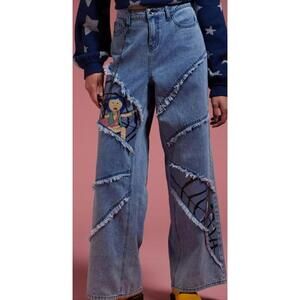 Coraline Panel Chain Wide Leg Blue Jean Spiderweb Other Mother Junior Size 5 New